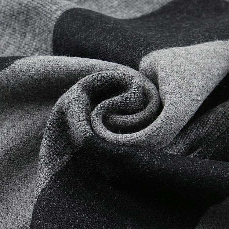 define essentials Men's Winter Warm Long Soft Plaid Scarf with Tassels, Soft Classic mens scraves - Image 4